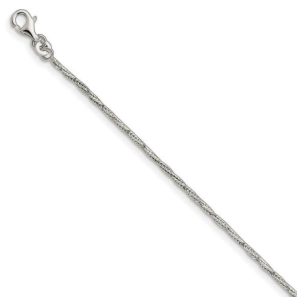 Sterling Silver 2mm Polished Twisted Wheat Link Anklet, 9 Inch - Picture 1 of 4